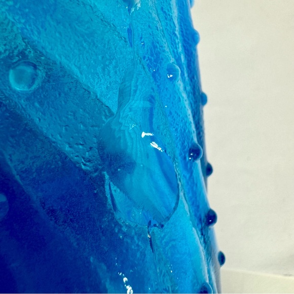 Vintage Northwood Blue Town Pump Tree Trunk Creamer glass with handle. - Picture 14 of 14